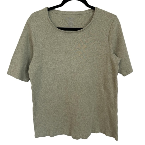Chico’s Women’s Green Cotton Scoop Neck Elbow Sleeve Tee Sz 2, 12-14, L GUC - Picture 1 of 6